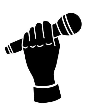 Microphone in hand. A hand with a shirt cuff holding a microphone Stock Illustration