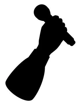Microphone in hand. A hand with a shirt cuff holding a microphone Illustrazione stock