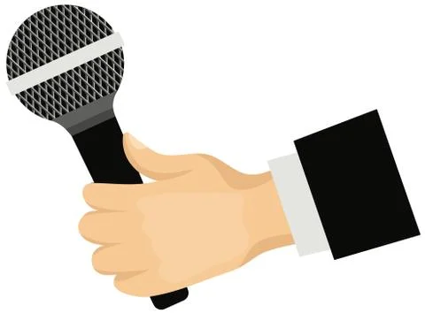 Microphone hand interview equipment reporter press holding illustration Illustrazione stock