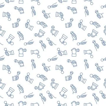 Microphone in Hand vector creative linear seamless pattern Stock Illustration