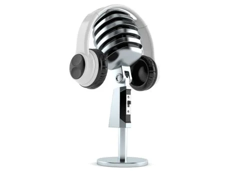 Microphone with headphones Stock Illustration