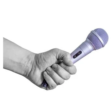 Microphone held in hand for speaking or singing Fotos Stock