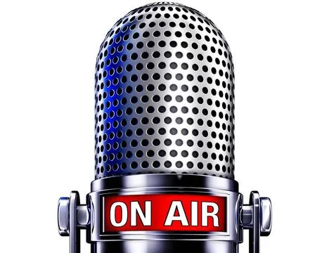 Microphone high resolution rendering of a microphone with a on air icon Co... Stock Photos
