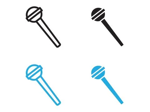 Microphone icon (2) black and white vector outline sign Stock-Illustration