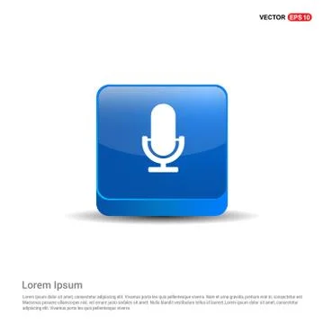 Microphone icon  - 3d Blue Button Stock Illustration