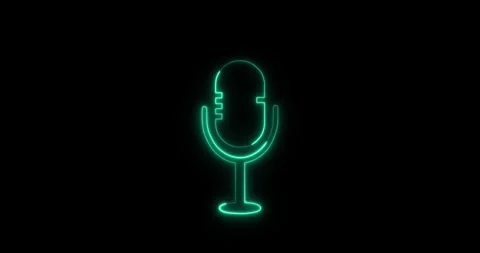 Microphone icon animation on a black background. music bar in microphone icon of Stock Footage 340272019