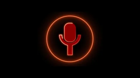 Microphone icon animation with orange neon. Microphone icon digital sound b.. Stock Footage 336896548