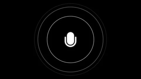 Microphone icon animation with pulsing circular sound waves Stock Footage 342342499