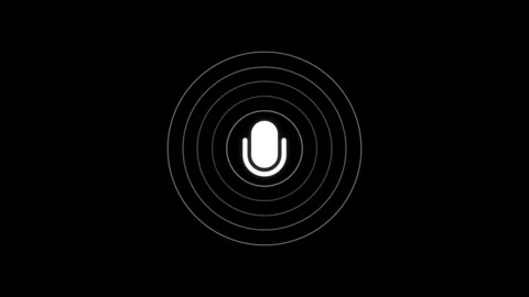 Microphone icon animation with pulsing circular sound waves Stock Footage 342342524