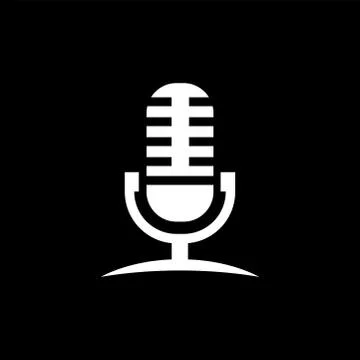 Microphone Icon On Black Background. Black Flat Style Vector Illustration. Stock Illustration