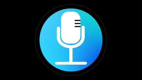 Microphone icon on a black background. Stock Illustration