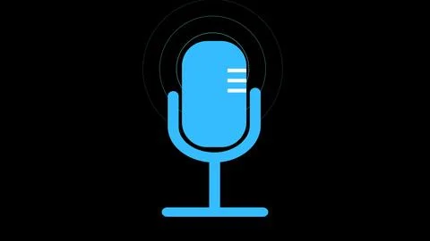 Microphone icon on a black background. Stock Illustration