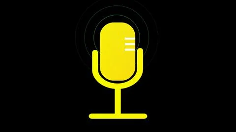 Microphone icon on a black background. Stock Illustration