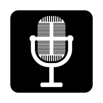 Microphone icon on black. Stock Illustration