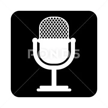 Microphone icon on black. Stock Illustration