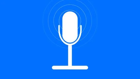 Microphone icon on a blue background. Stock Illustration