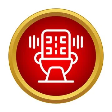 Microphone icon broadcasting sound waves in a red circle Stock-Illustration
