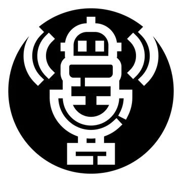 Microphone icon broadcasting sound waves for podcasting Stock Illustration