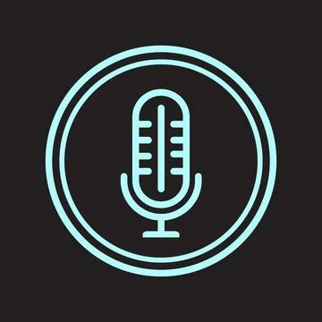 Microphone icon circle line art Stock Illustration
