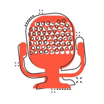 Microphone icon in comic style. Mic broadcast vector cartoon illustration pic Stock Illustration
