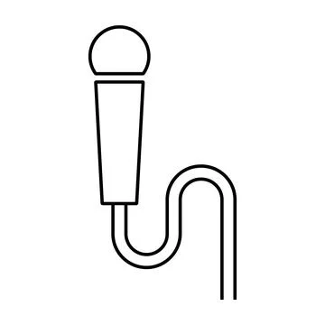 Microphone icon with curved cable, simple microphone outline Stock Illustration