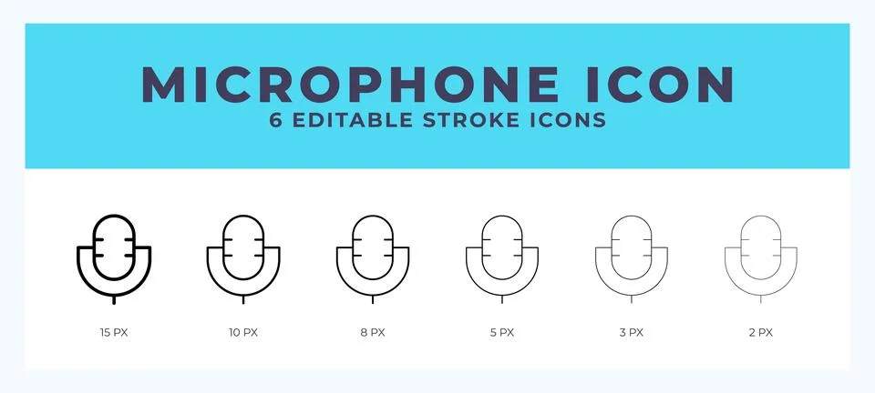 Microphone icon with editable stroke. Outline icon vector illustration. Stock Illustration