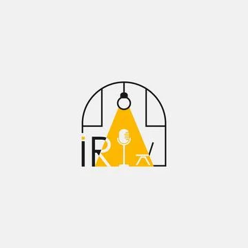 The microphone icon in a fashionable flat style Stock Illustration
