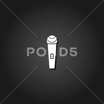 Microphone icon flat Stock Illustration