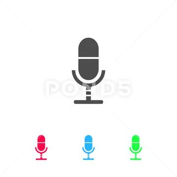 Microphone icon flat Stock Illustration