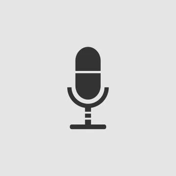 Microphone icon flat Stock Illustration