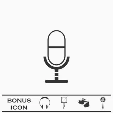 Microphone icon flat. Stock Illustration