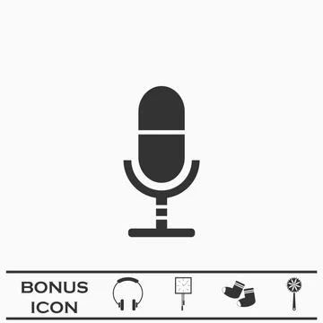 Microphone icon flat Stock Illustration