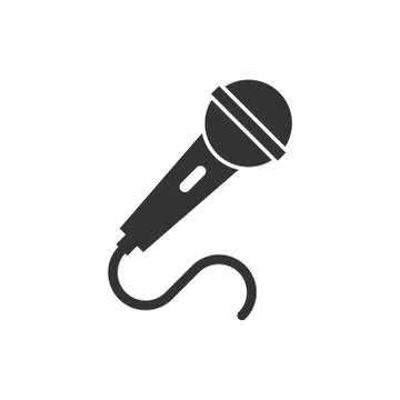 Microphone icon in flat style. Mic broadcast vector illustration on white iso Stock Illustration
