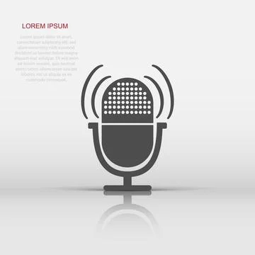 Microphone icon in flat style. Mic illustration pictogram. Mike sign busine.. Stock Illustration