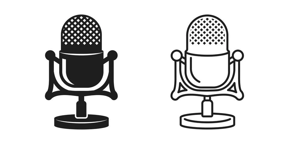 Microphone icon in flat style. Mic for podcast vector illustration on isola.. Stock Illustration