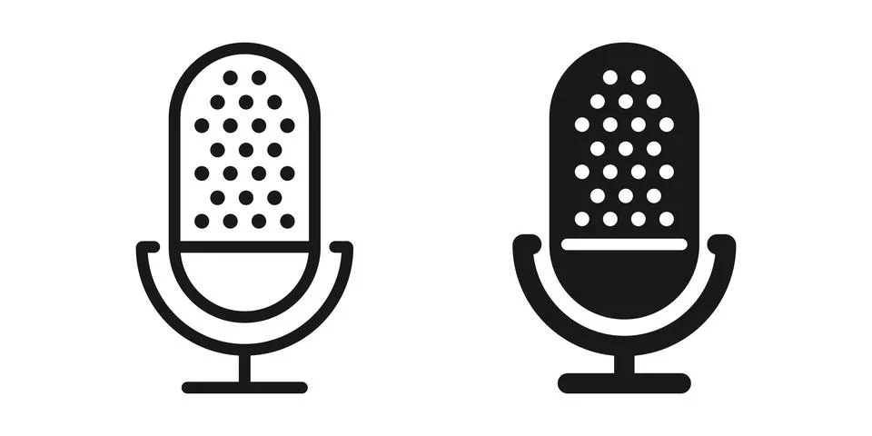 Microphone icon in flat style. Mic for podcast vector illustration on isola.. Stock Illustration