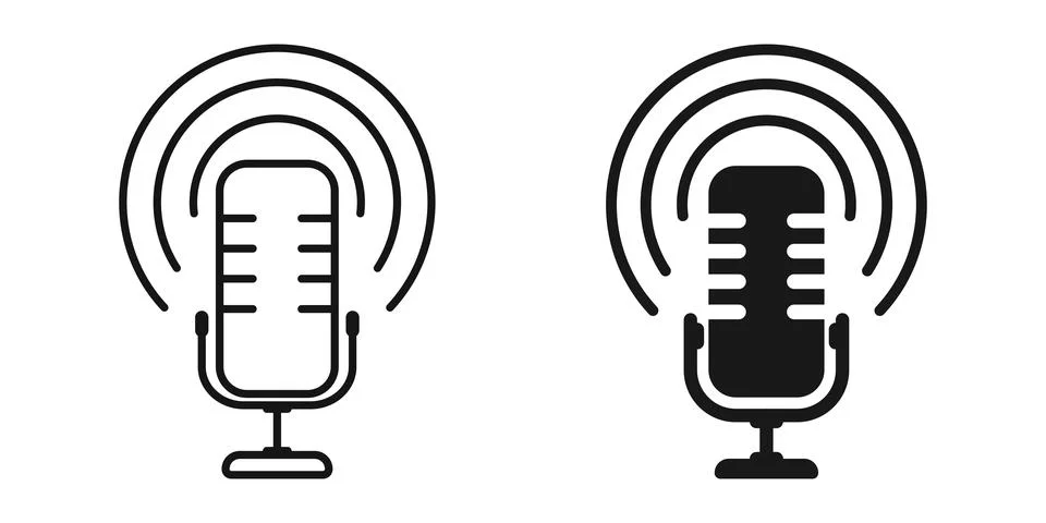 Microphone icon in flat style. Mic for podcast vector illustration on isola.. Stock Illustration