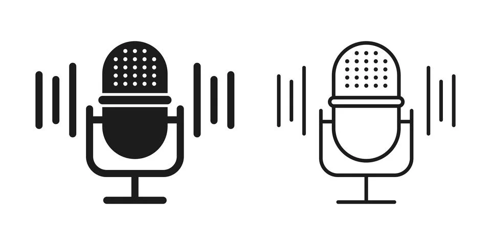 Microphone icon in flat style. Mic for podcast vector illustration on isola.. Stock Illustration