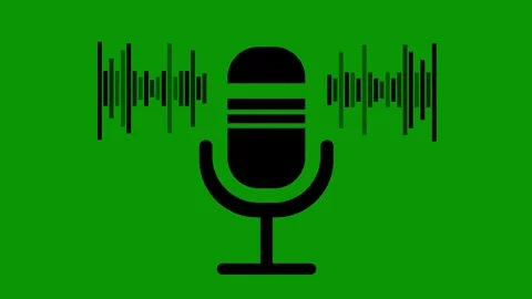 Microphone icon with fluctuating audio waveform on green screen Stock Footage 339828841