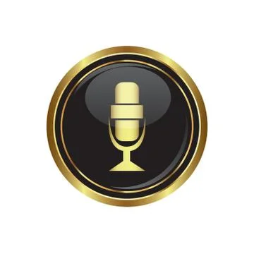 Microphone icon gold Stock Illustration