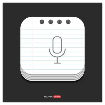 Microphone Icon Gray icon on Notepad Style template Vector EPS 10 Free Icon Illustrazione stock