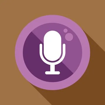 Microphone icon inside purple circle with long shadow Stock Illustration