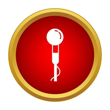 Microphone icon inside a red gold button Illustrazione stock