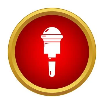 Microphone icon inside a red recording button symbol Stock Illustration