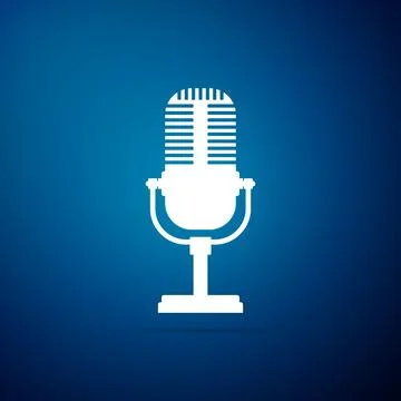 Microphone icon isolated on blue background. Flat design. Vector Illustration Illustrazione stock