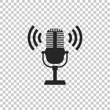 Microphone icon isolated on transparent background. On air radio mic microphone 스톡 일러스트