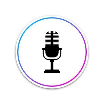 Microphone icon isolated on white background. Circle white button. Vector 스톡 일러스트