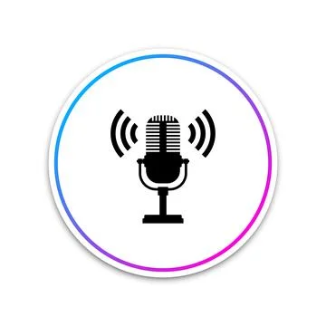 Microphone icon isolated on white background. On air radio mic microphone 스톡 일러스트
