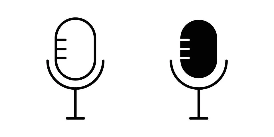 Microphone icon linear versions pack on white background Stock Illustration