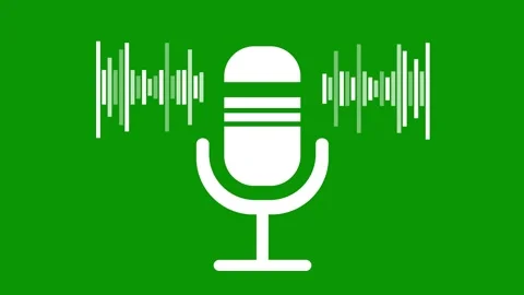 Microphone icon with moving audio wave bars on green screen Stock Footage 339828840